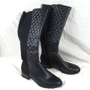 Merona Faux Leather Quilted Riding Boots Womens Sz. 8.5 Darbi Black Discontinued